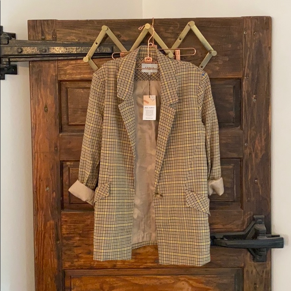 F R N C H FRNCH plaid one button blazer medium M